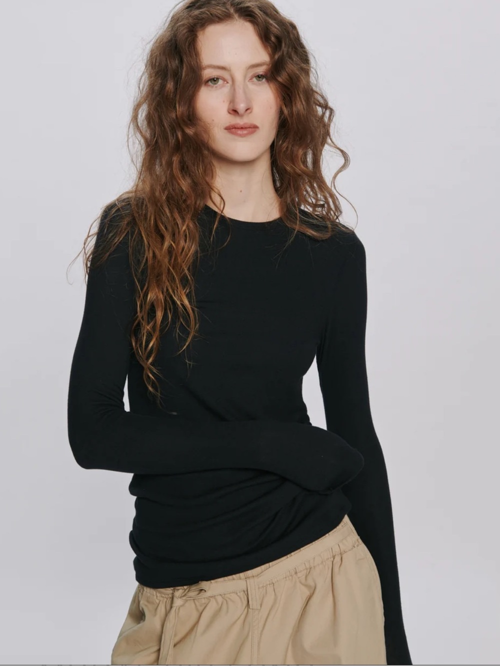 ATM MODAL RIB LONG SLEEVE CREW Size Small